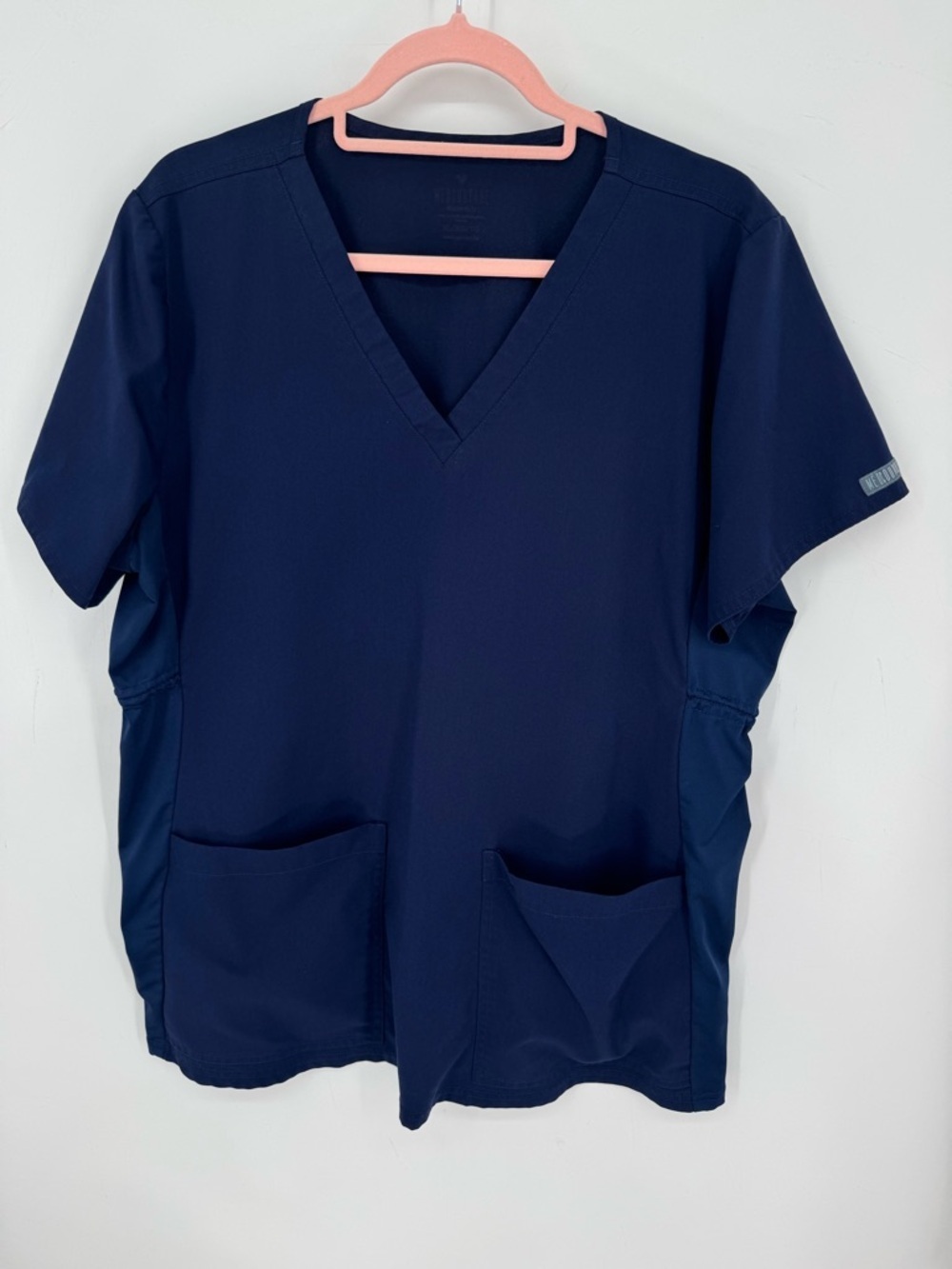 Med Couture Women's Adjustable Maternity Navy Scrub Top Size XL